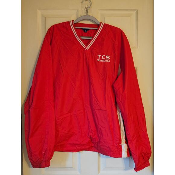 Sport-Tek JST62 Red Pullover Windbreaker Jacket TCS Warriors Embroidered Men’s M - Picture 1 of 13